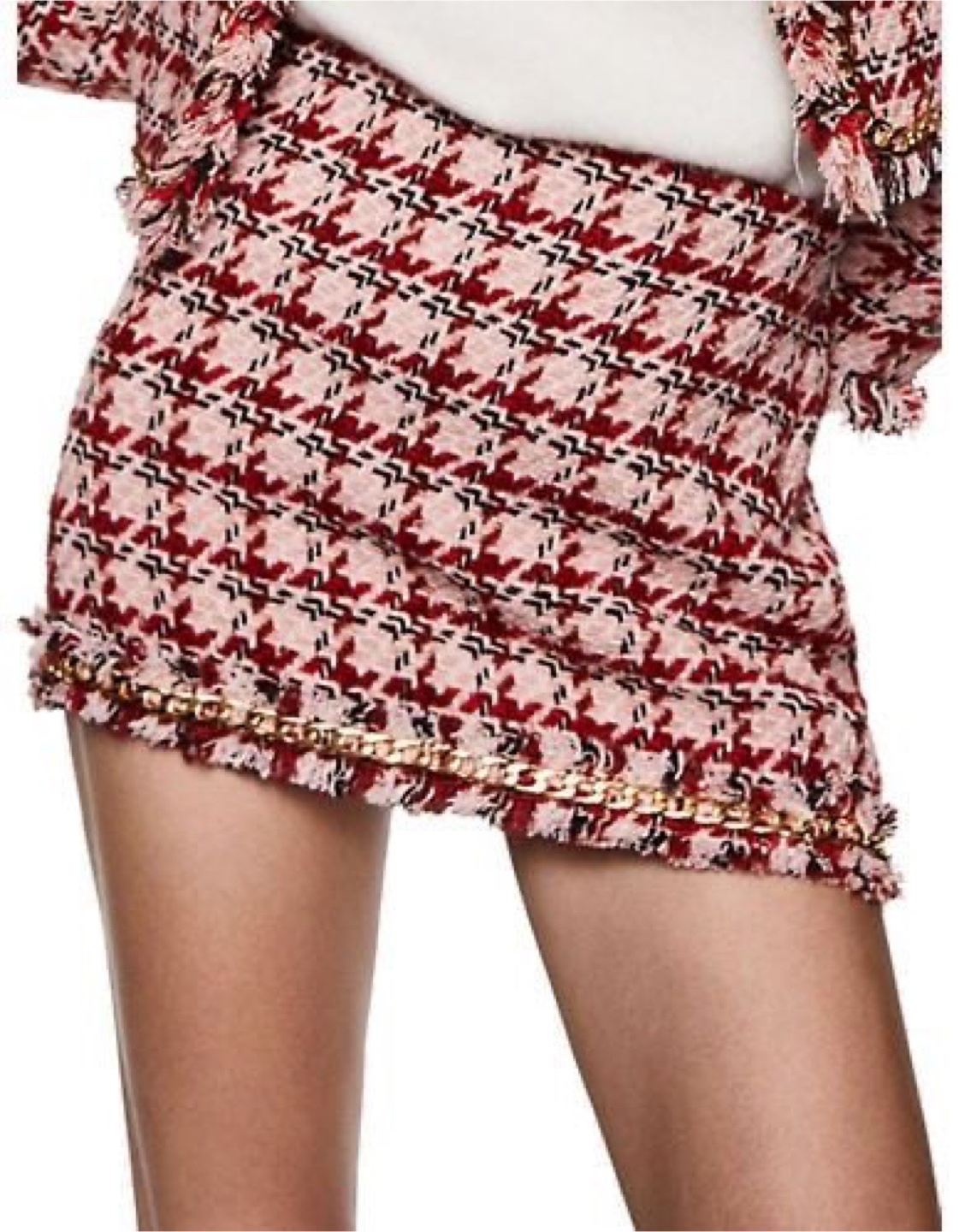 Mango Houndstooth Tweed Skirt - Size Medium