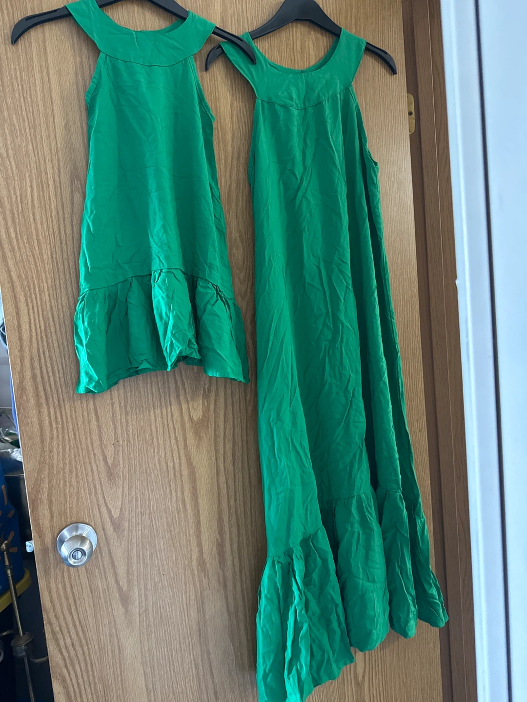 Green Ruffled Maxi Dress Mom and Daughter NWOT