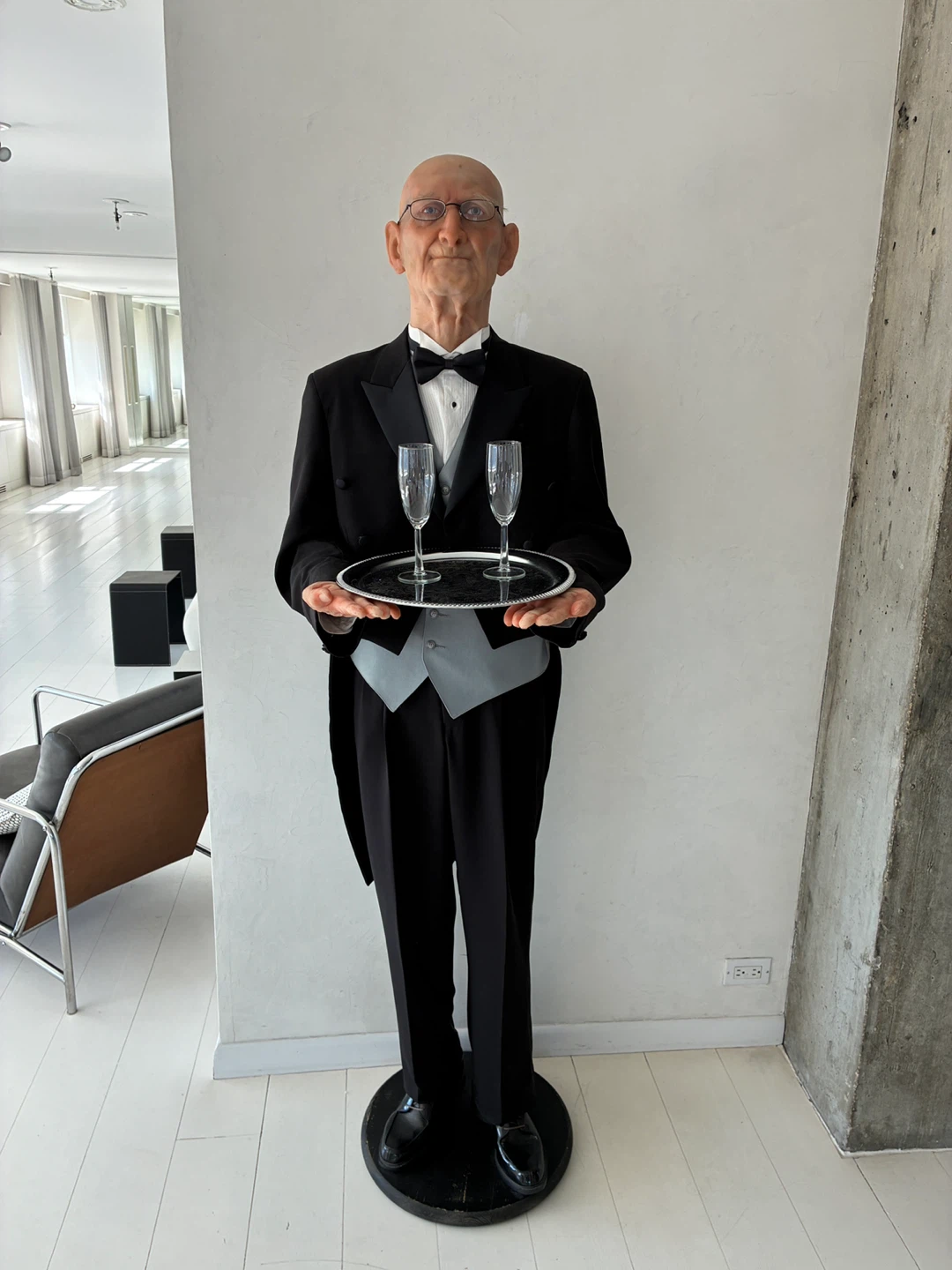 Life-Size Butler Mannequin with Serving Tray and Glasses
