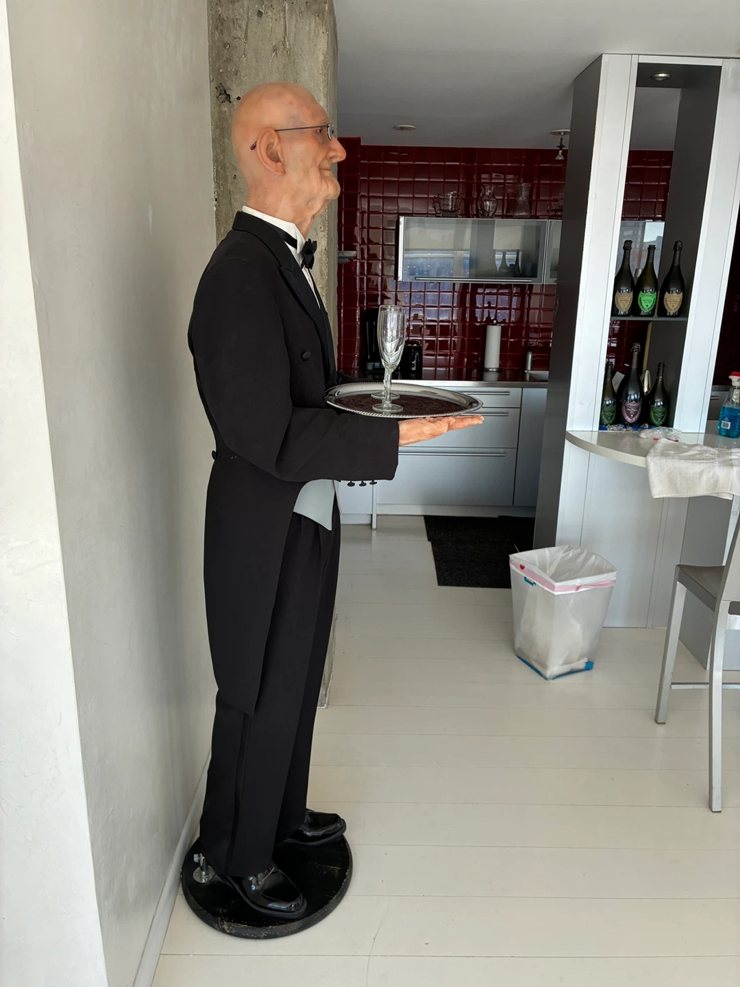 Life-Size Butler Mannequin with Serving Tray and Glasses - photo 3