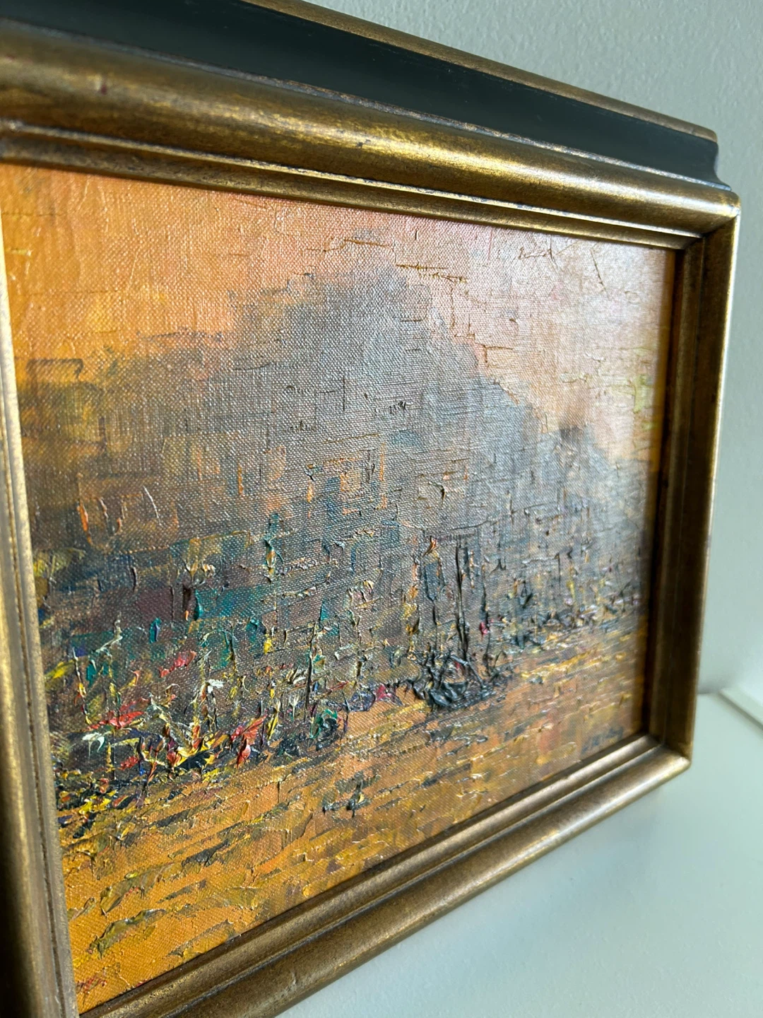 Framed Oil Painting of a Harbor Scene - photo 4