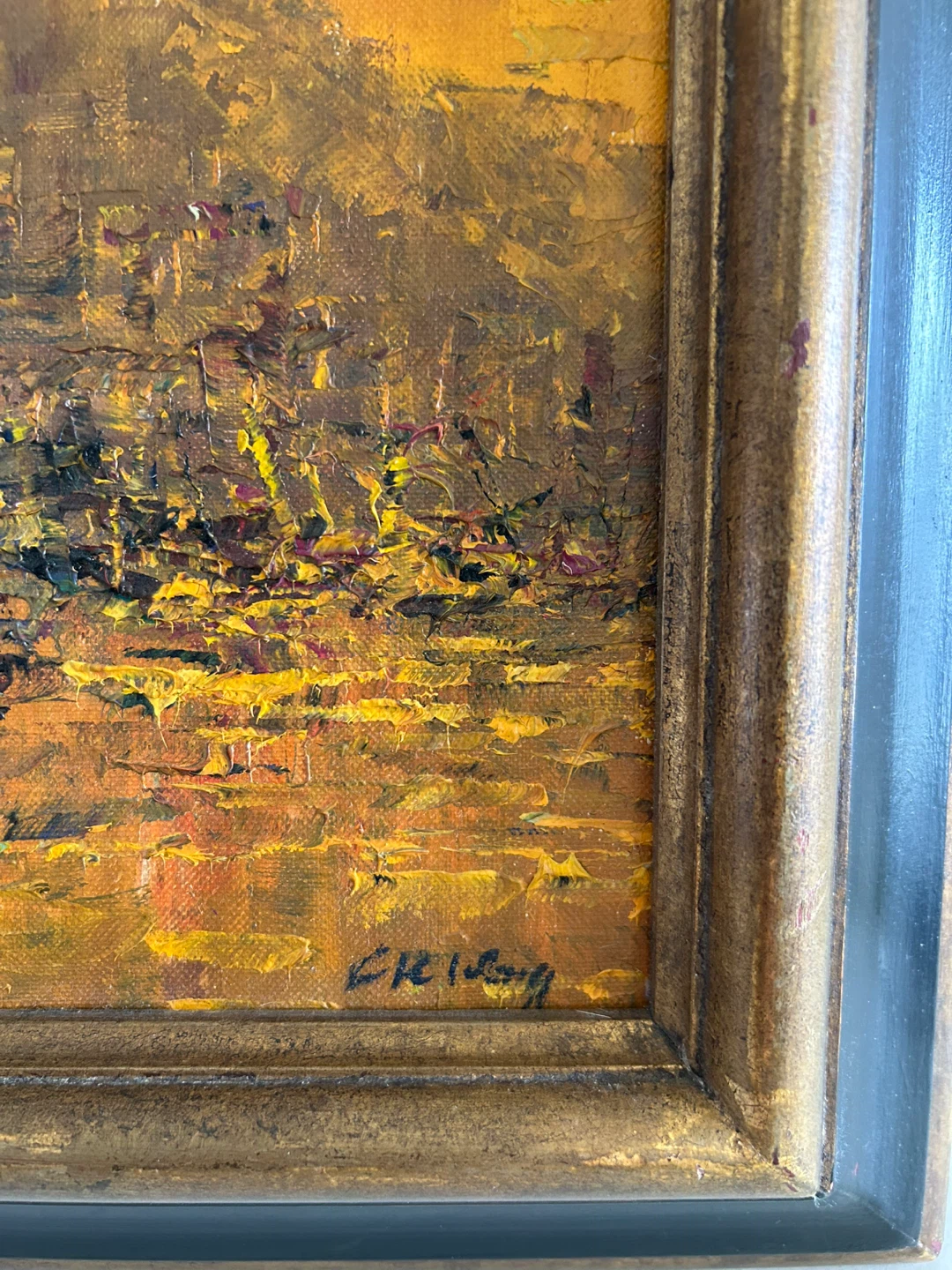 Framed Oil Painting of a Harbor Scene - photo 3