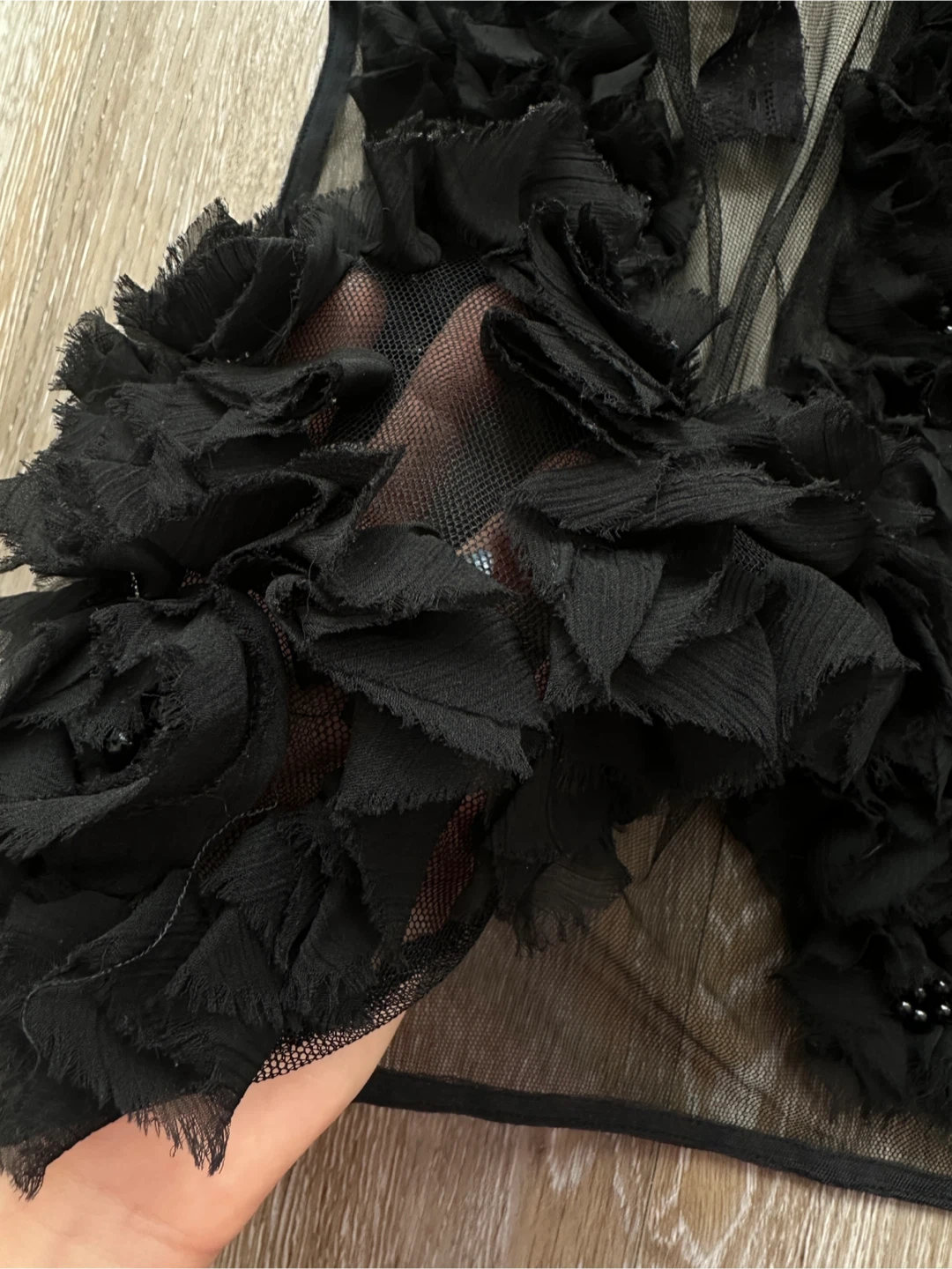 Vintage Black Mesh Floral Embellished Vest - photo 5