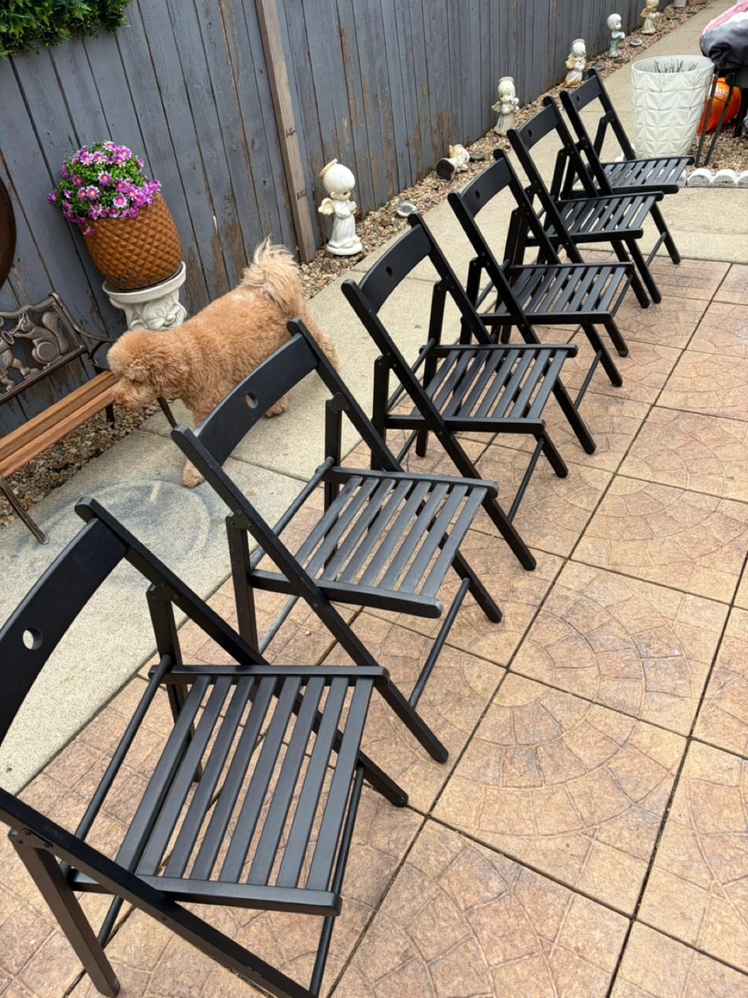 Set of 6 Black Folding Chairs - photo 3