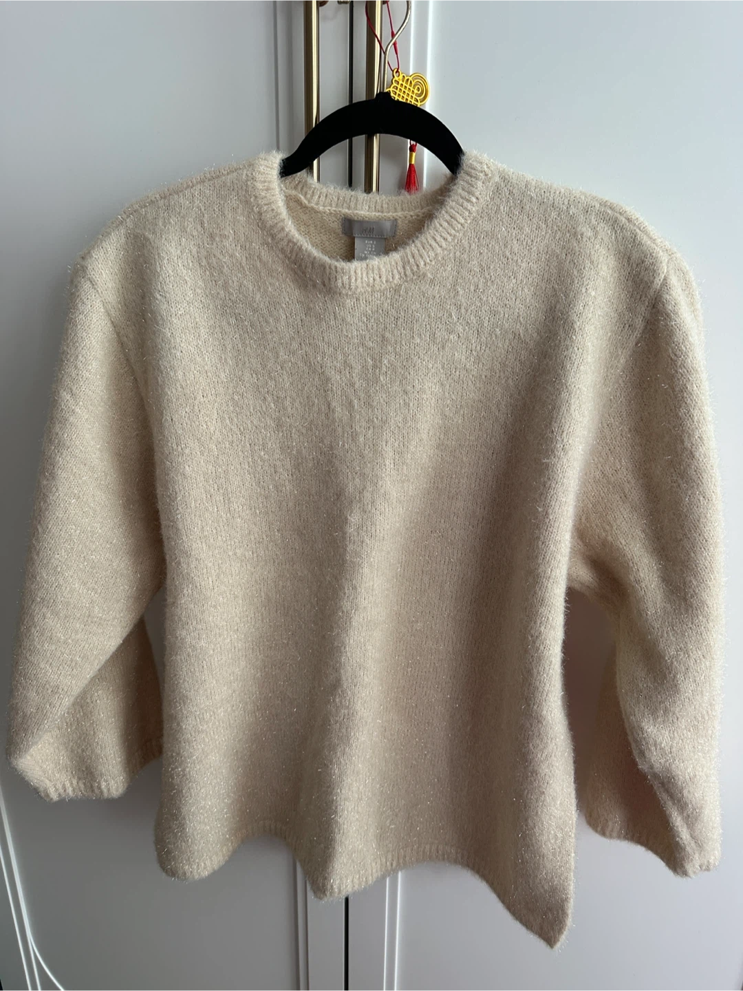 H&M Cream Sparkly Knit Sweater size S