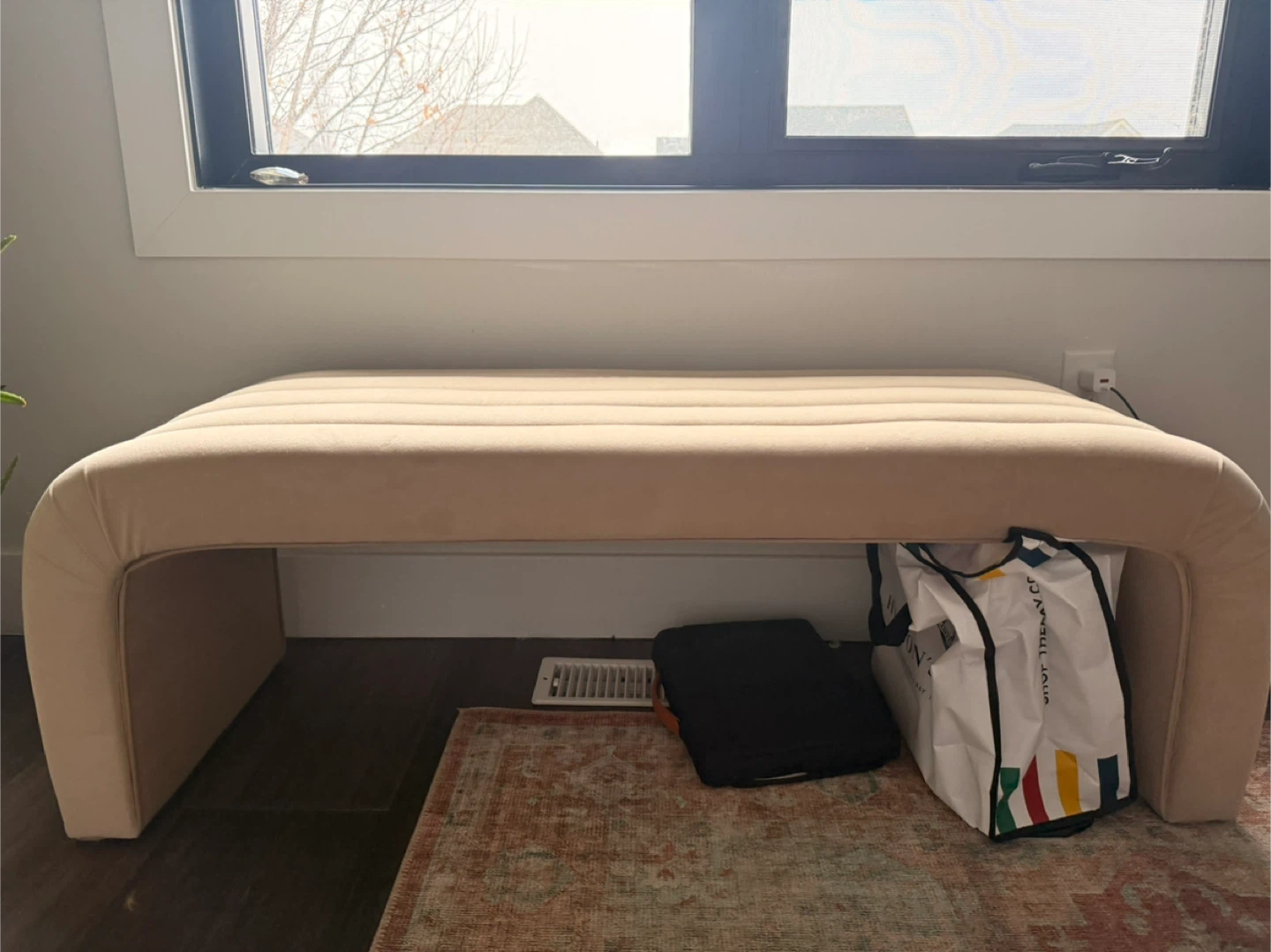 Nude/slight blush Channel Tufted Bench - photo 2