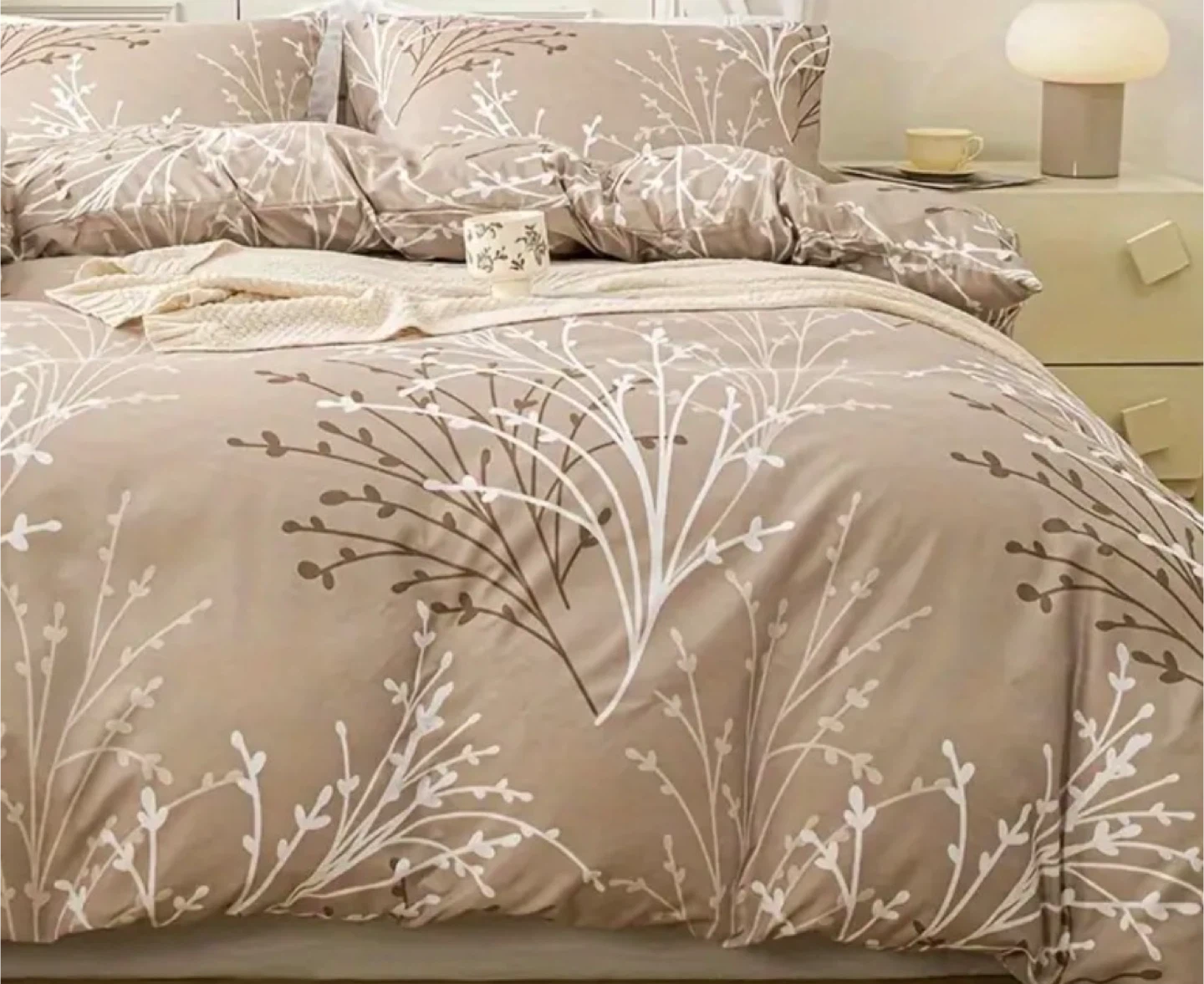 Queen size Duvet Cover Set - Floral Leaf Pattern