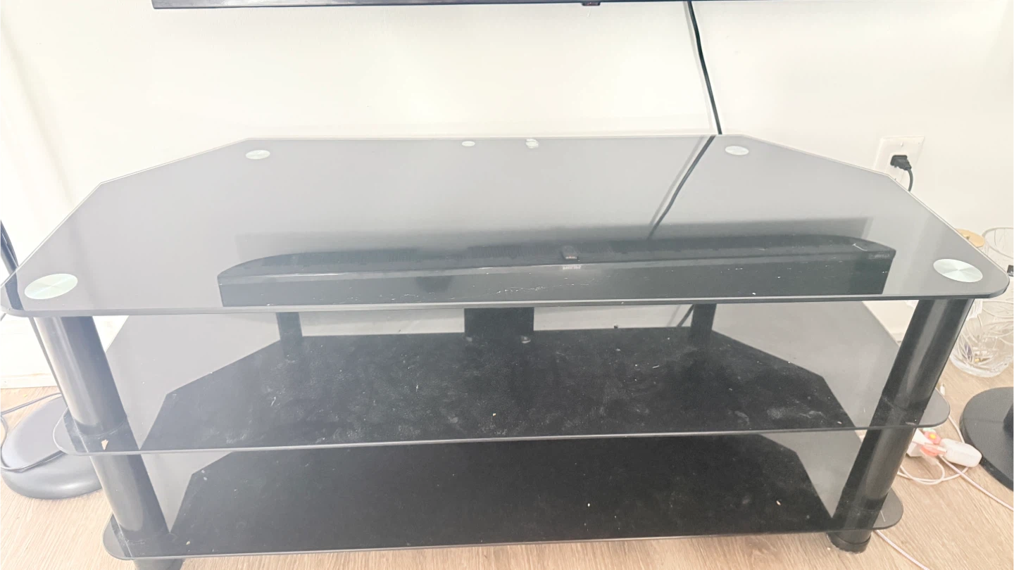 Black Glass 3-Tier TV Stand - photo 2
