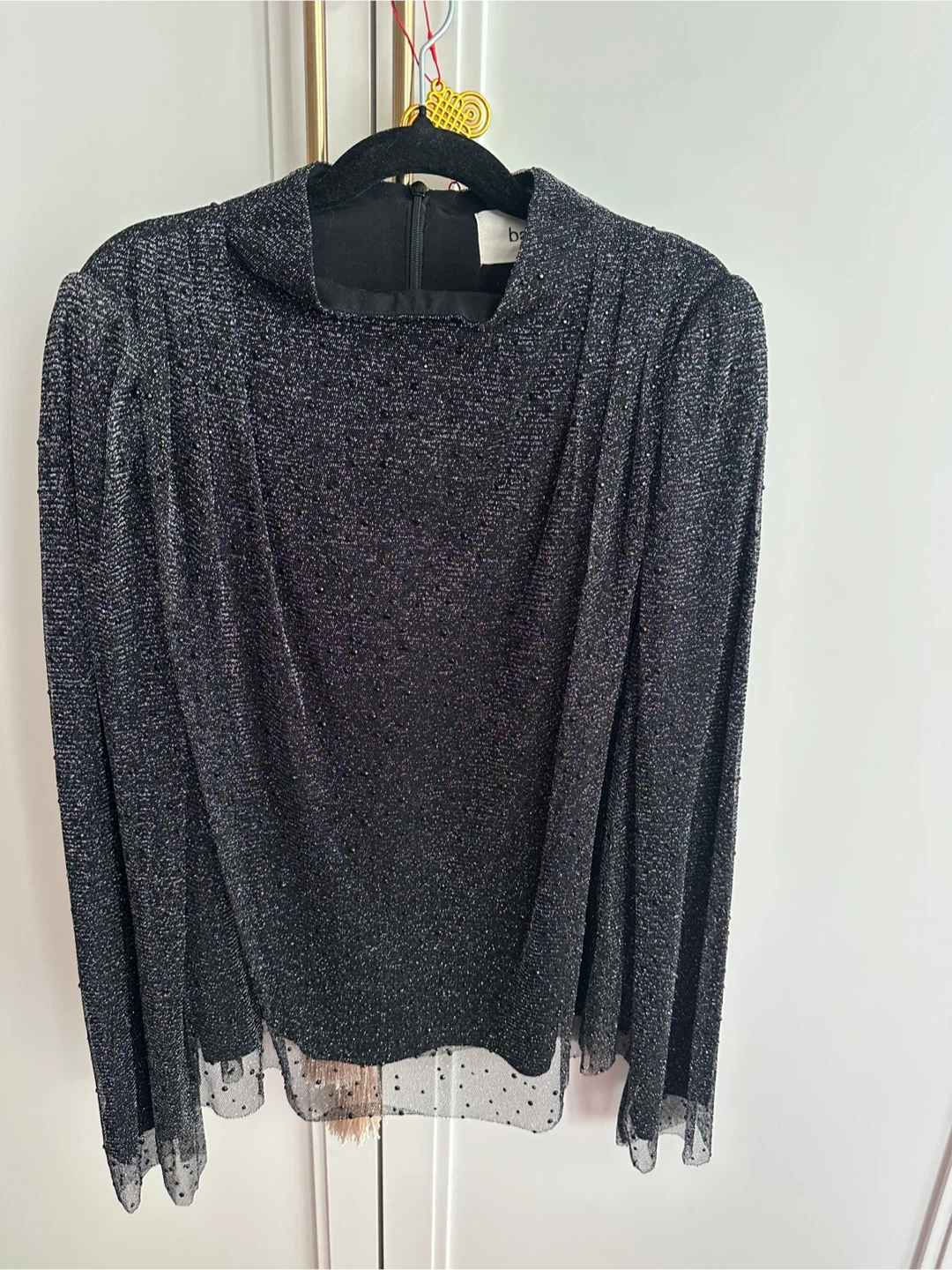 ba&sh Black Sparkly Tulle Blouse - Size XS