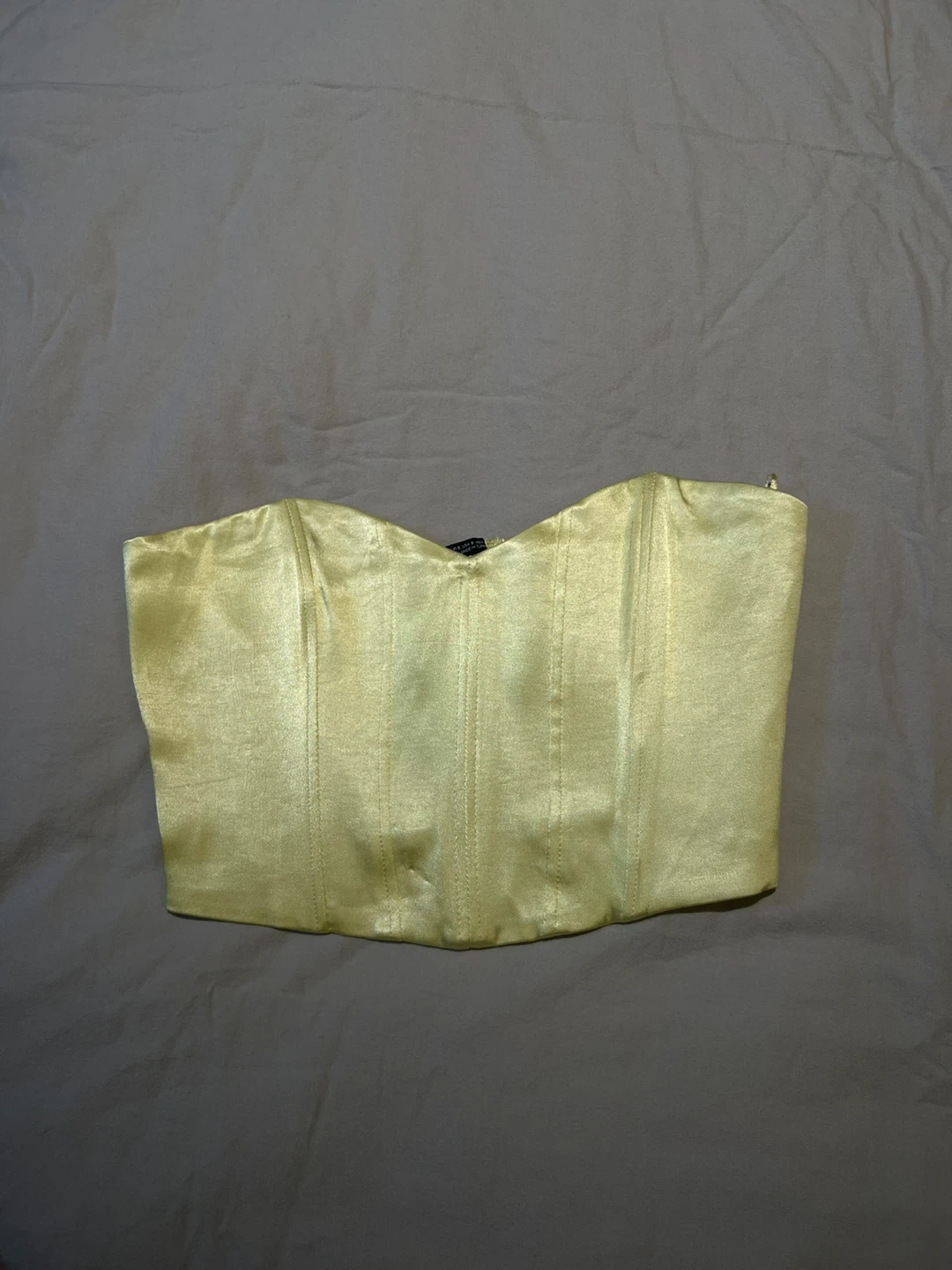 Zara Strapless Corset Top - Yellow - Size S