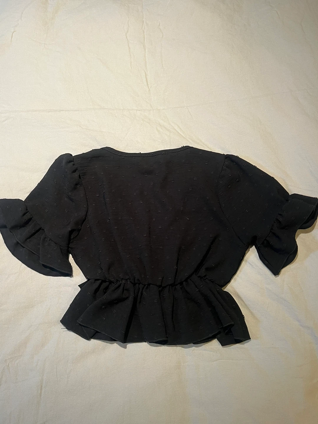 Black Peplum Tie-Front Top - photo 4