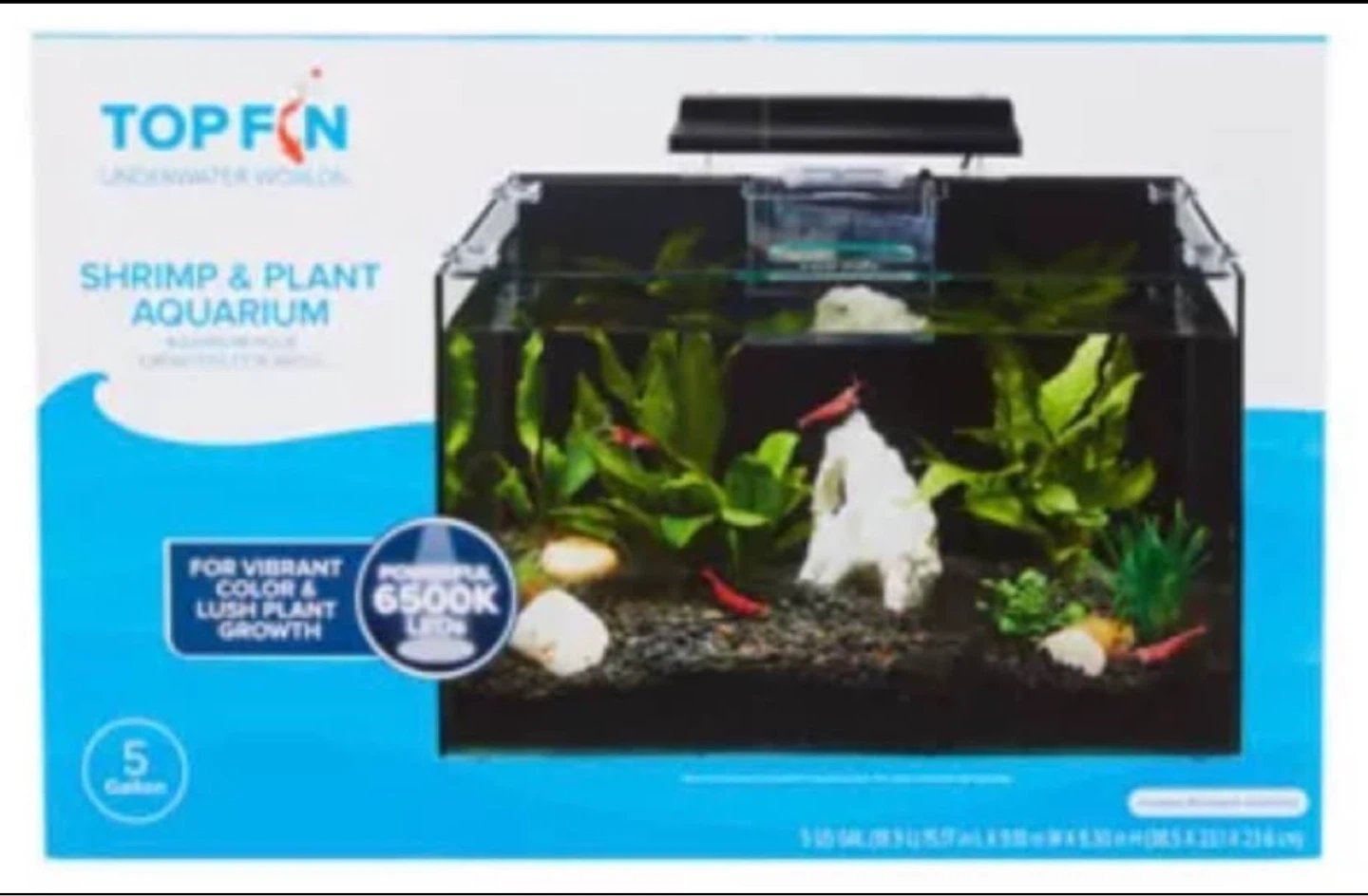 Top fin shrimp & plant aquarium (5 gallon tank)