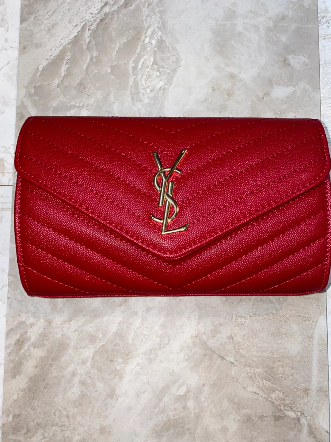 Saint Laurent Red Quilted Leather Wallet