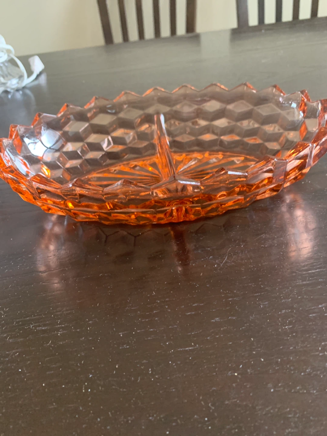Orange Glass Divided Serving Dish