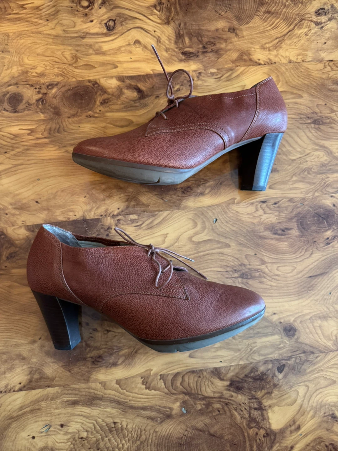 Hogl Women's Brown Leather Lace-up Heel Shoes