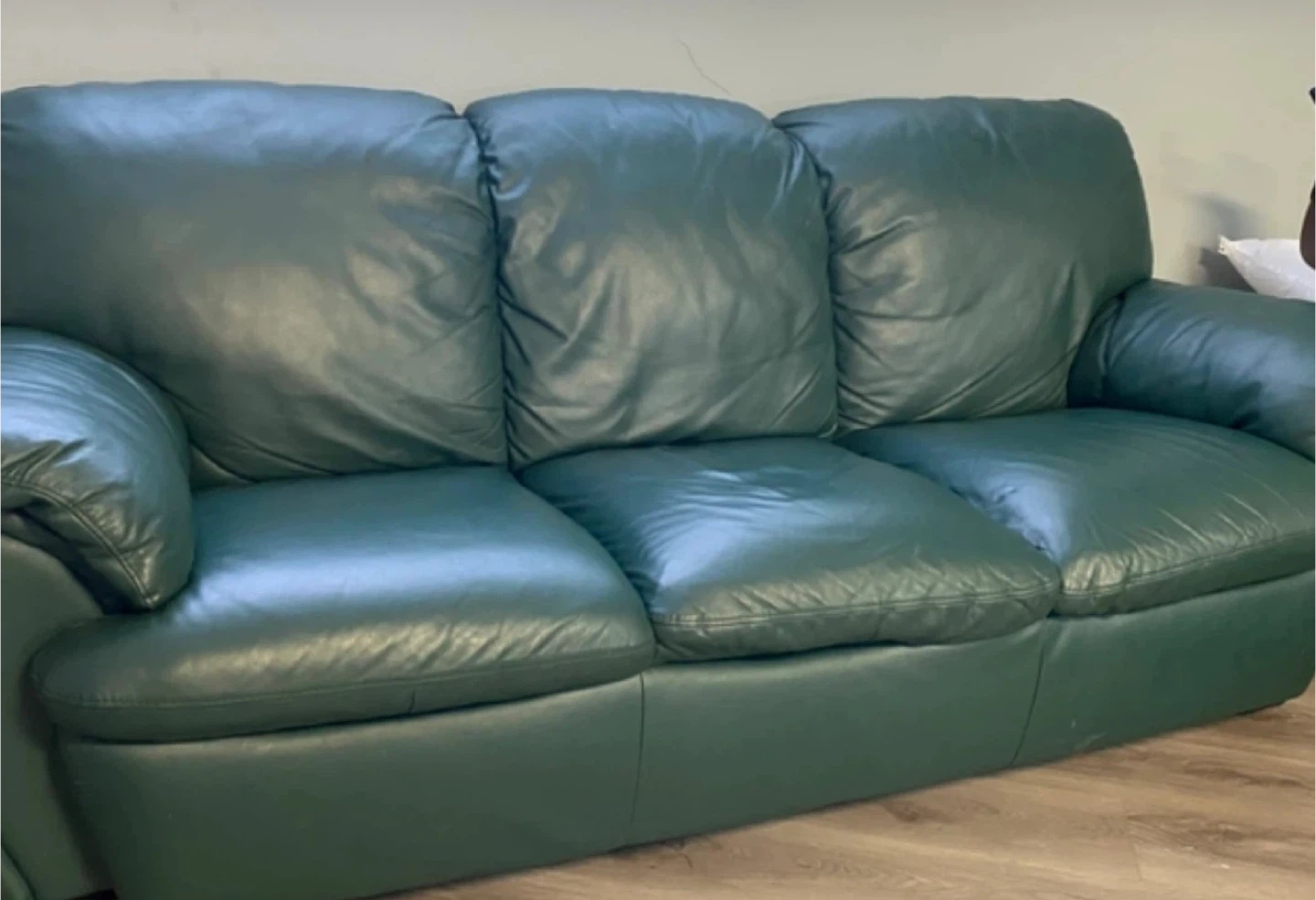 Green Leather Couch - photo 3