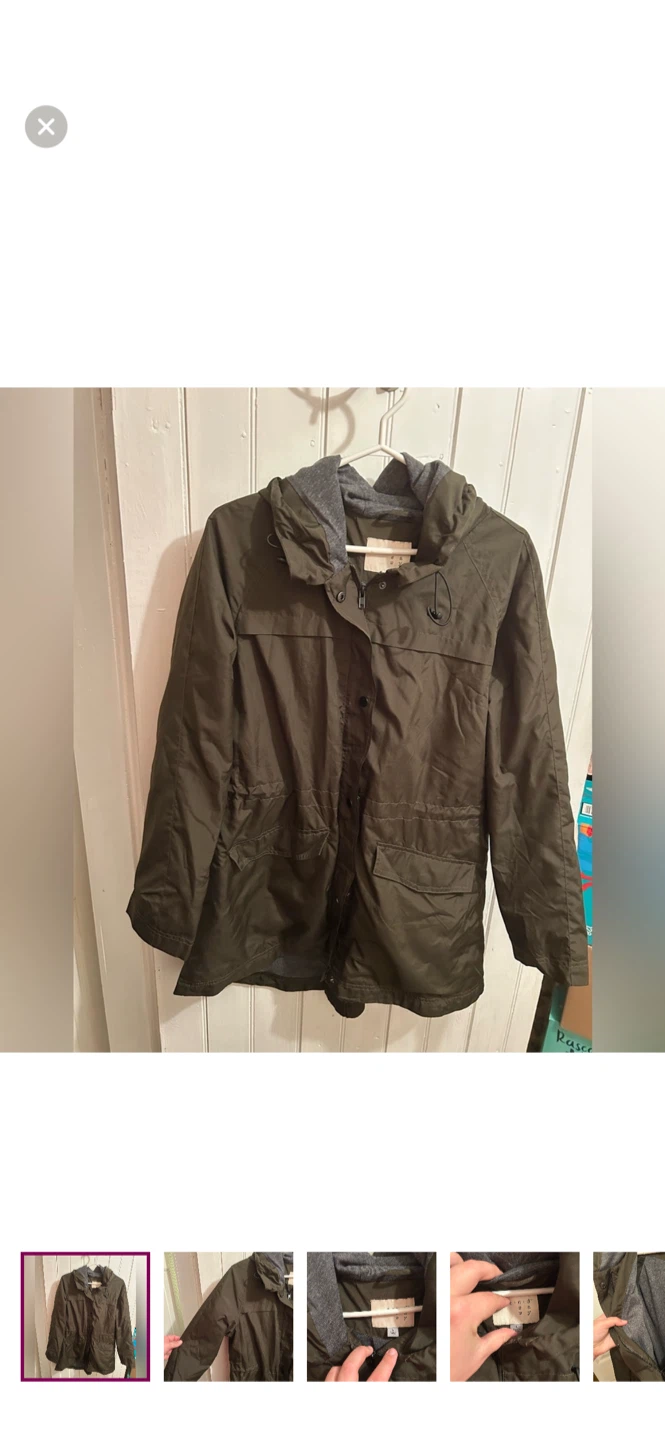 A New Day Olive Green Hooded Anorak Jacket - Size L