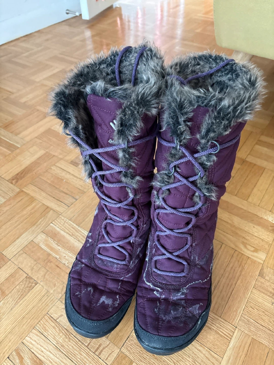 Purple super Warm Quilted Winter Boots with Faux Fur Trim - photo 2