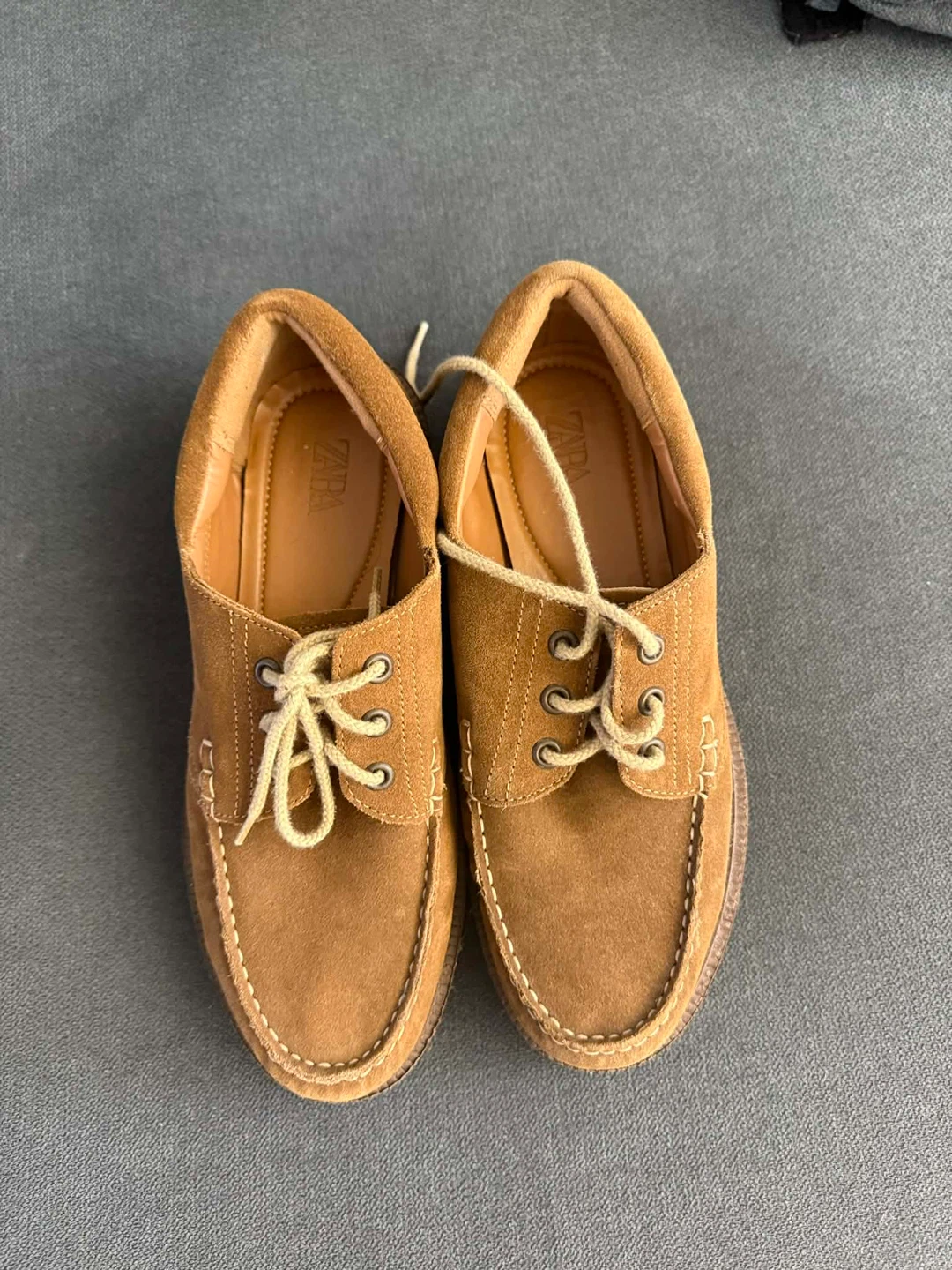 ZARA Brown Suede Lace-Up Shoes - photo 2