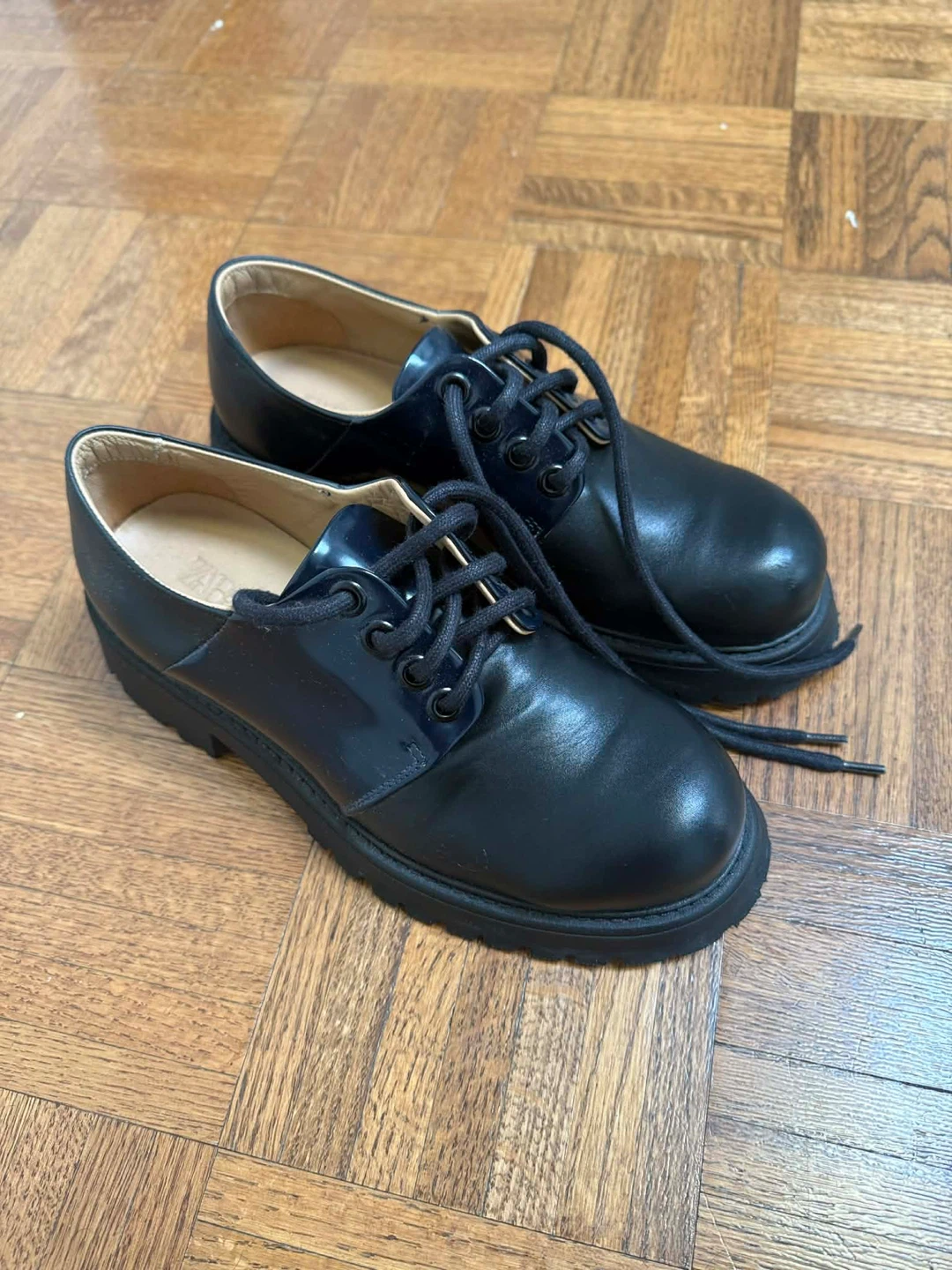 Black Leather Chunky Sole Dress Shoes