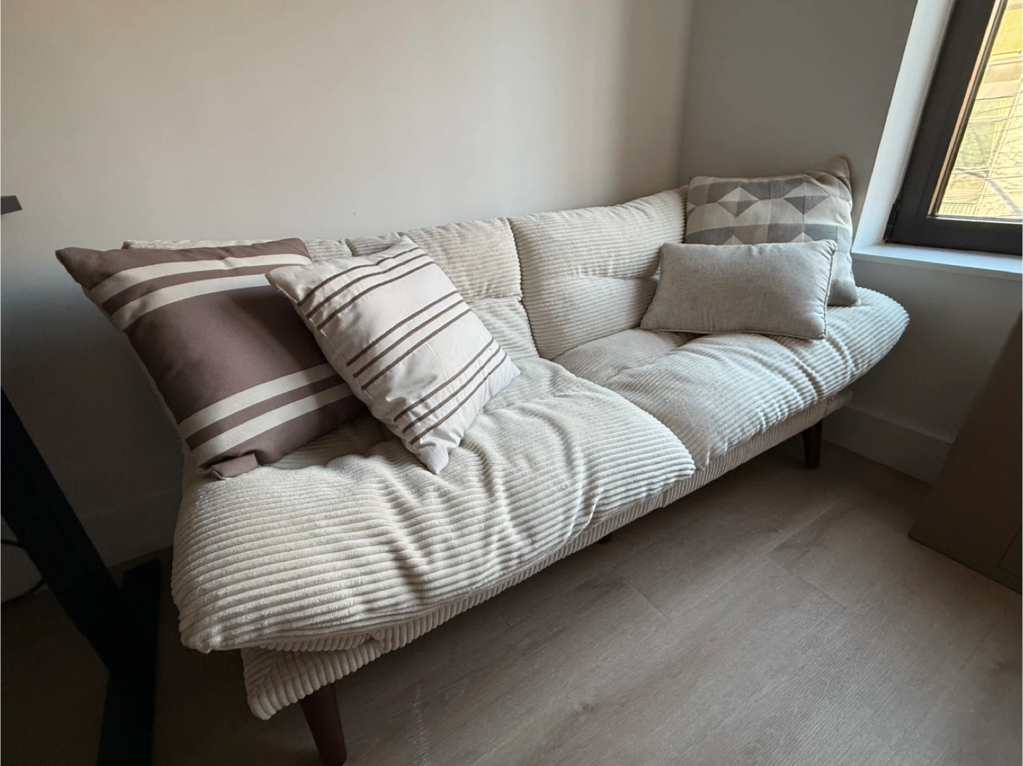Cream Corduroy Sofa Bed
