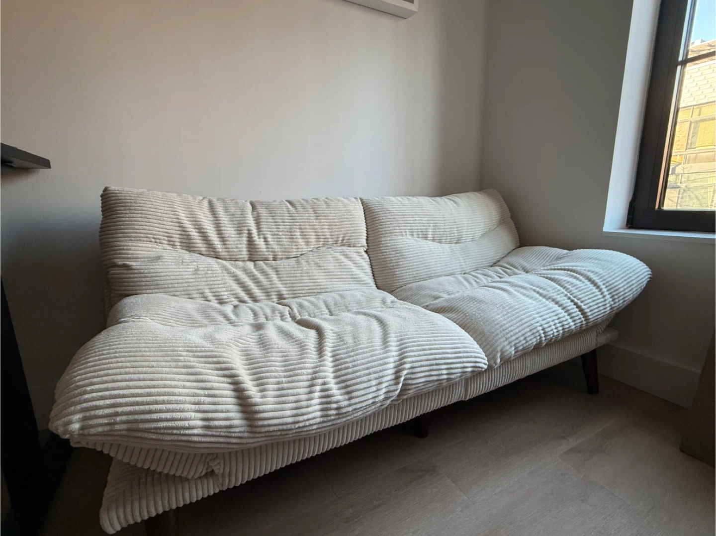 Cream Corduroy Sofa Bed - photo 2