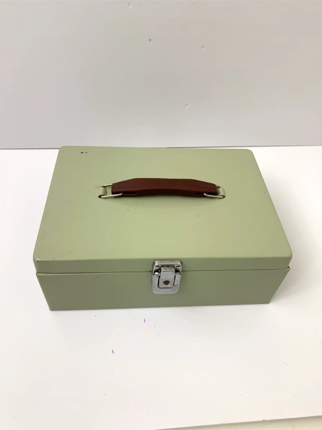 Cash Box Metal Lock Box Money Organizer Green Portable - photo 3