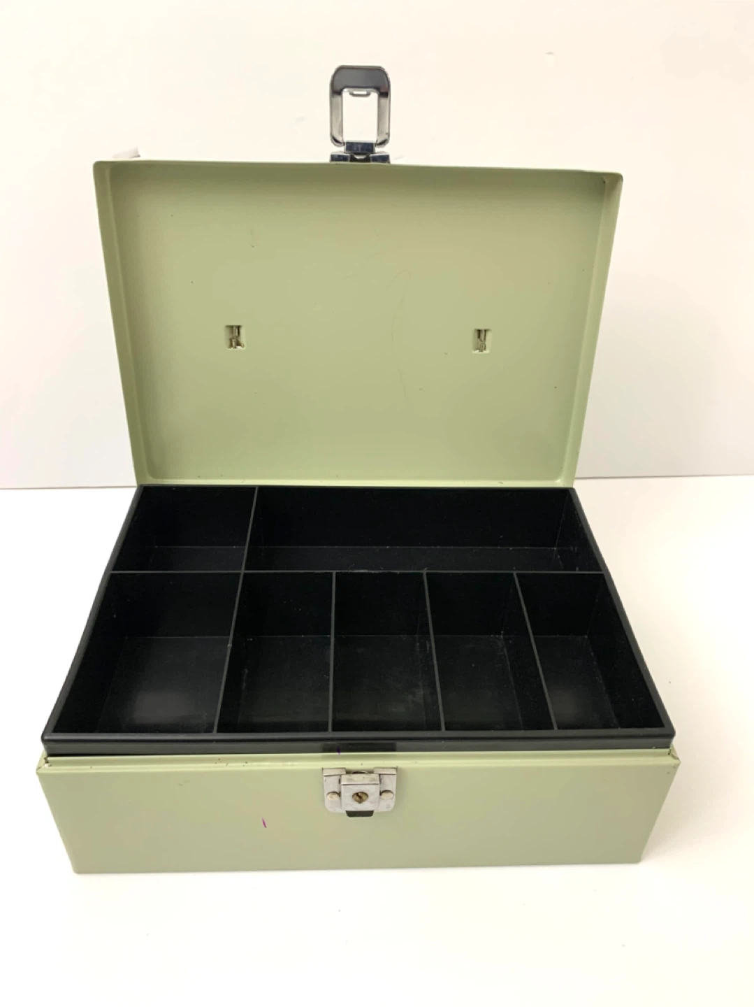 Cash Box Metal Lock Box Money Organizer Green Portable