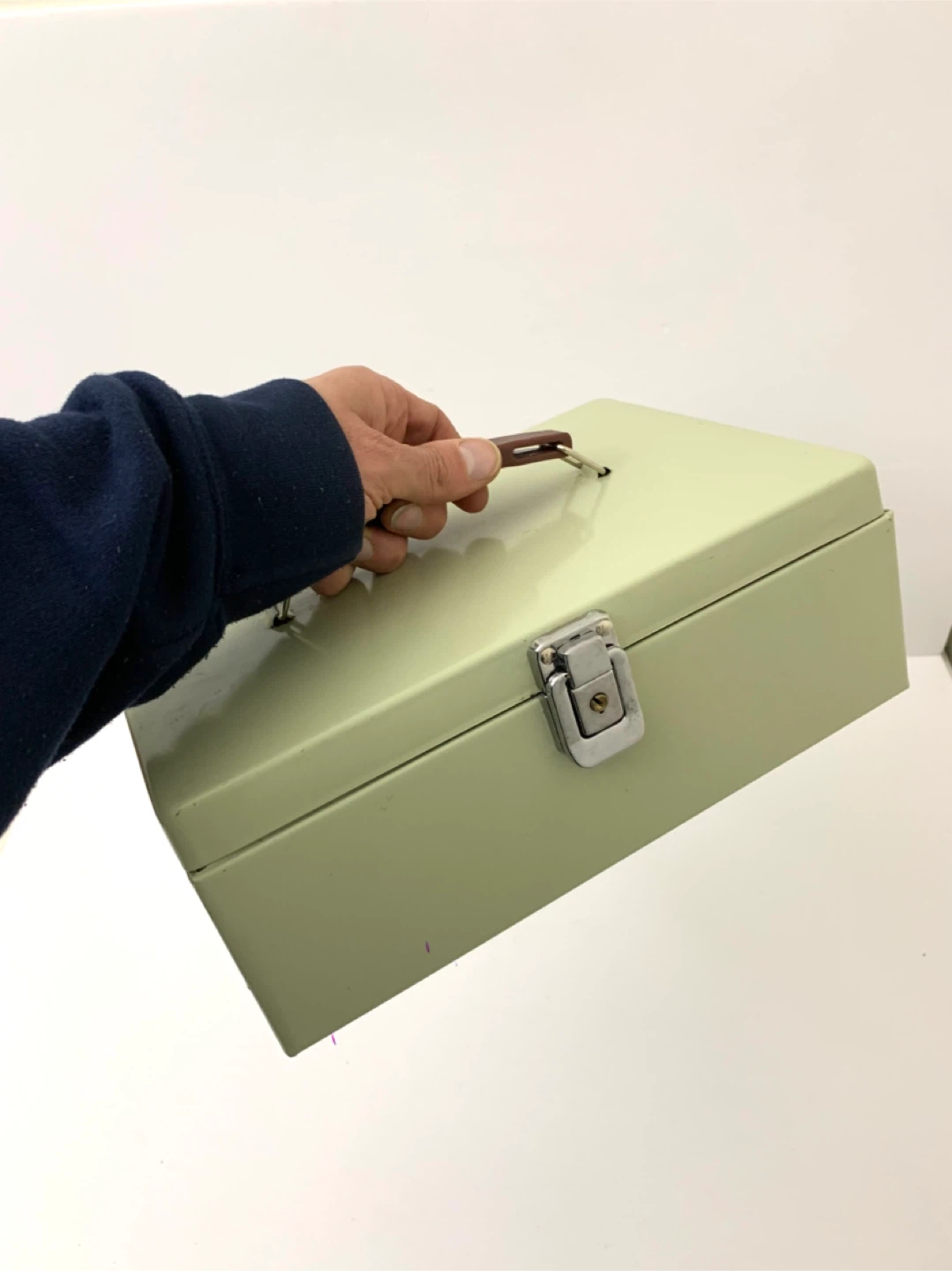 Cash Box Metal Lock Box Money Organizer Green Portable - photo 4