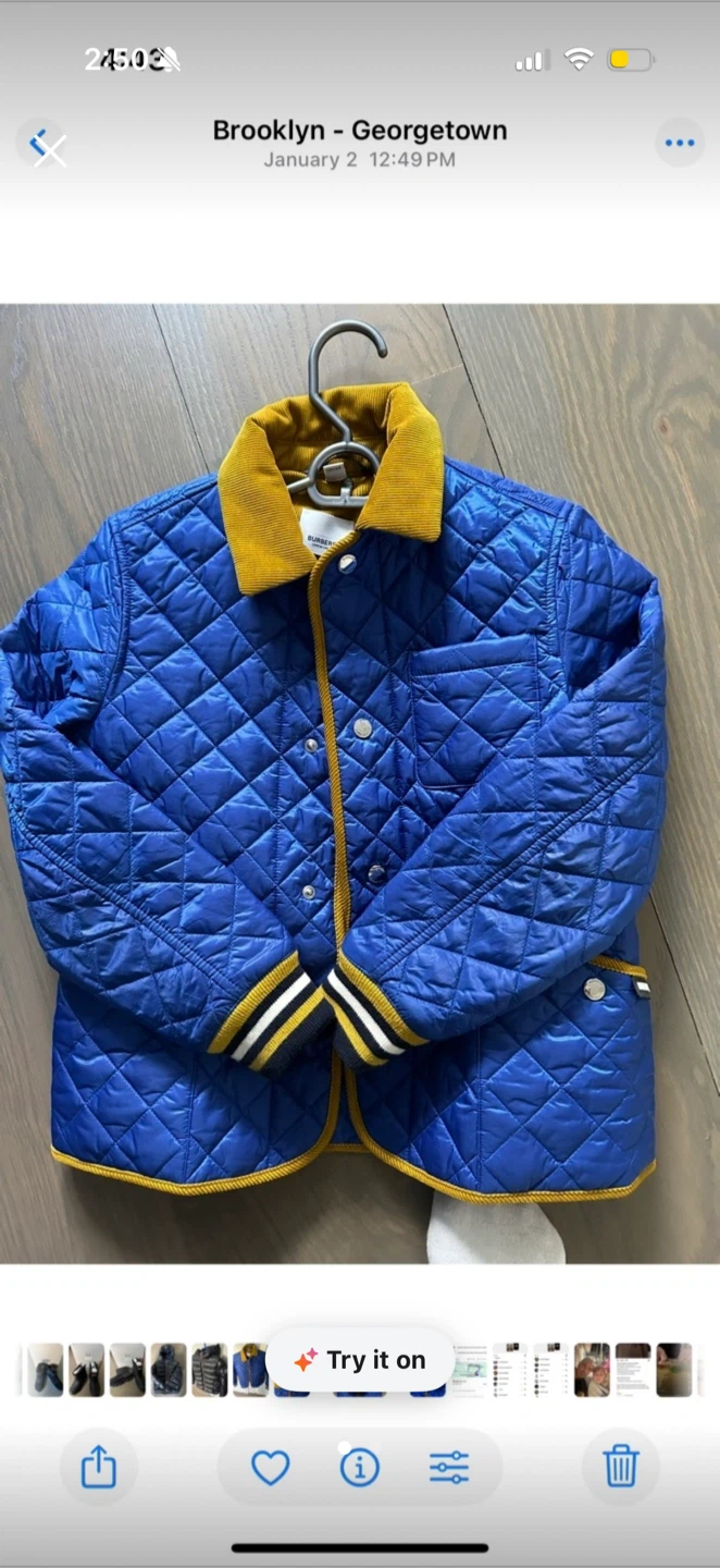 Burberry boys p Quilted Jacket - Blue with Yellow Collar - photo 2