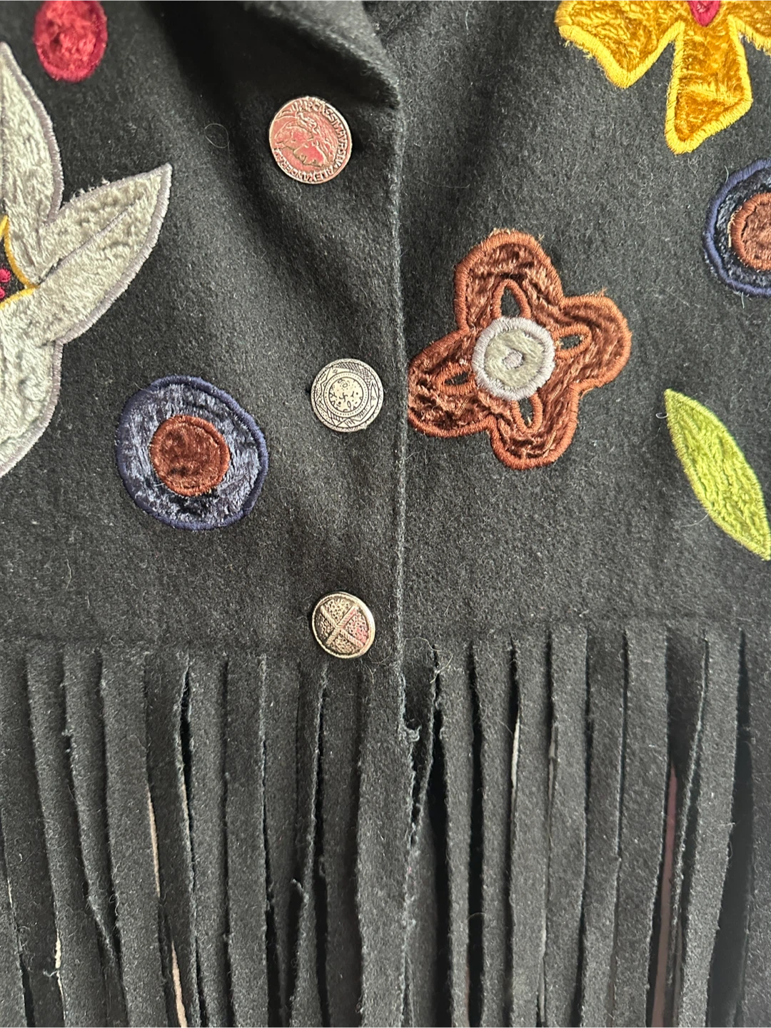 Vintage Le Château Black Embroidered Fringe Vest S/M - photo 4
