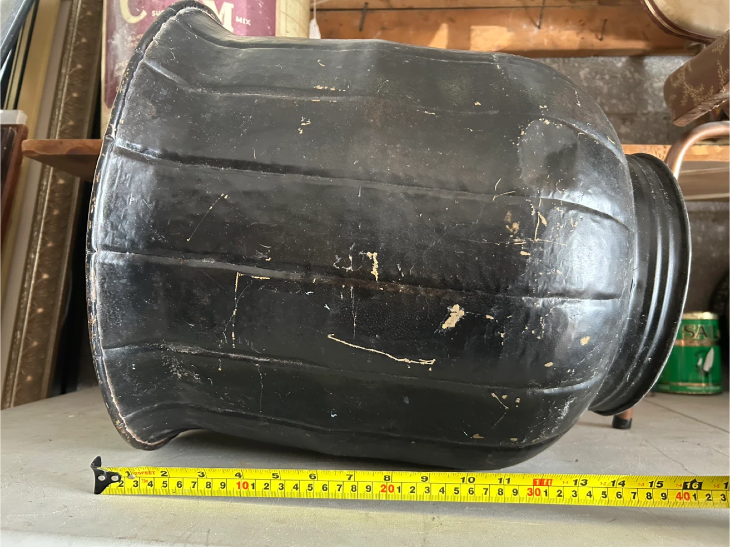 Large Vintage Black Metal Planter - photo 3