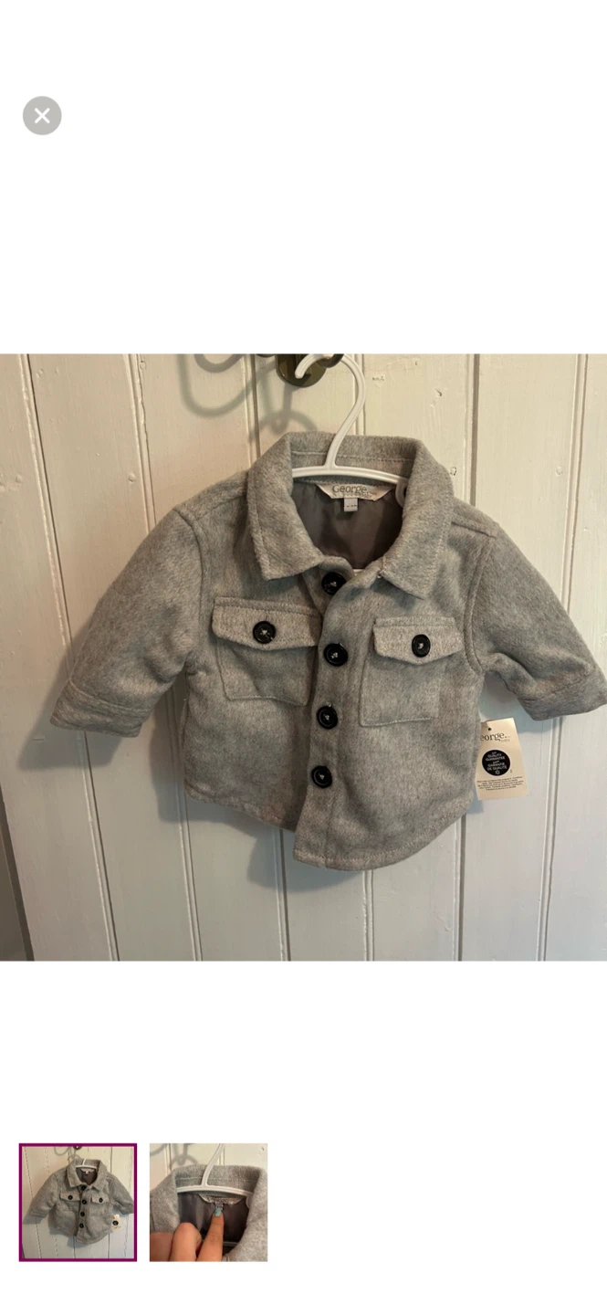 George Baby Grey Button-Up Jacket 0-3M