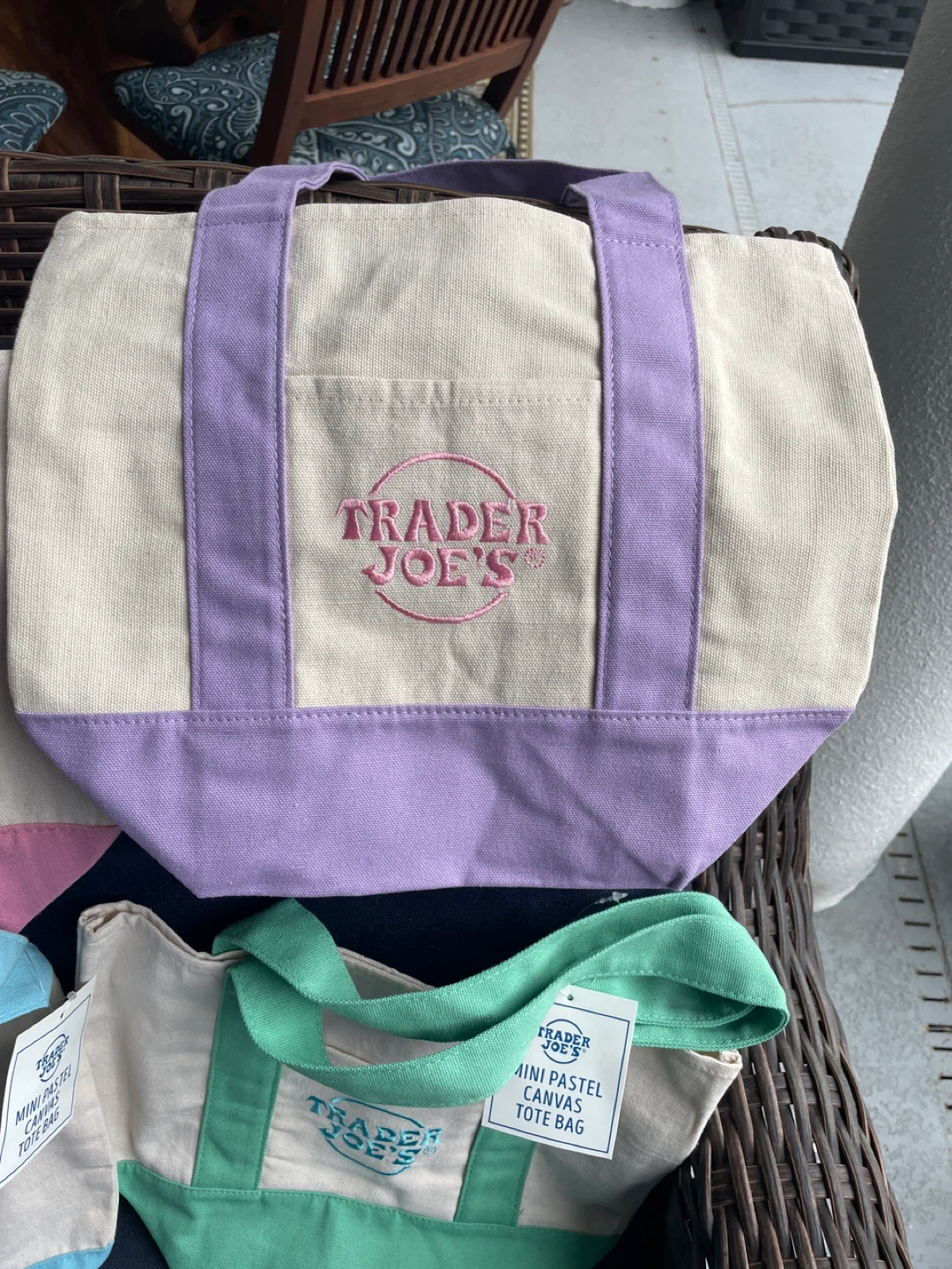 Trader Joe's Mini Pastel Canvas Tote Bag - photo 4
