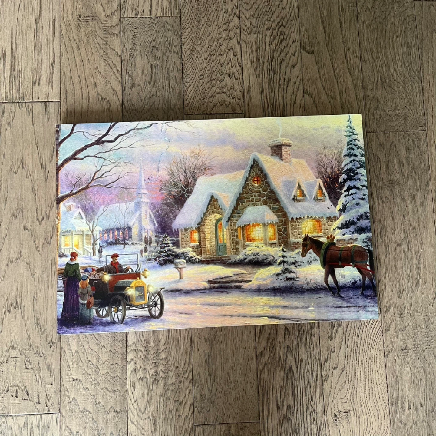 Lit-up Canvas Print - Winter Village Scene
