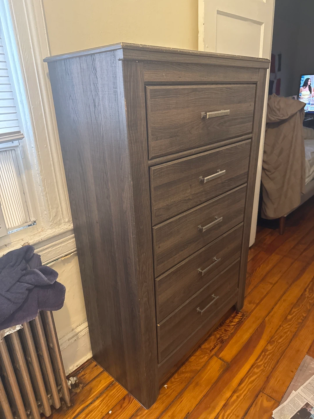 Brown Wooden 5-Drawer Dresser - photo 2