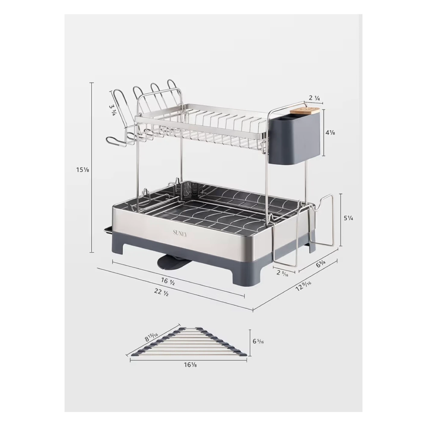 SUNLY 2-Tier Dish Rack with Auto-Drainage System - photo 2