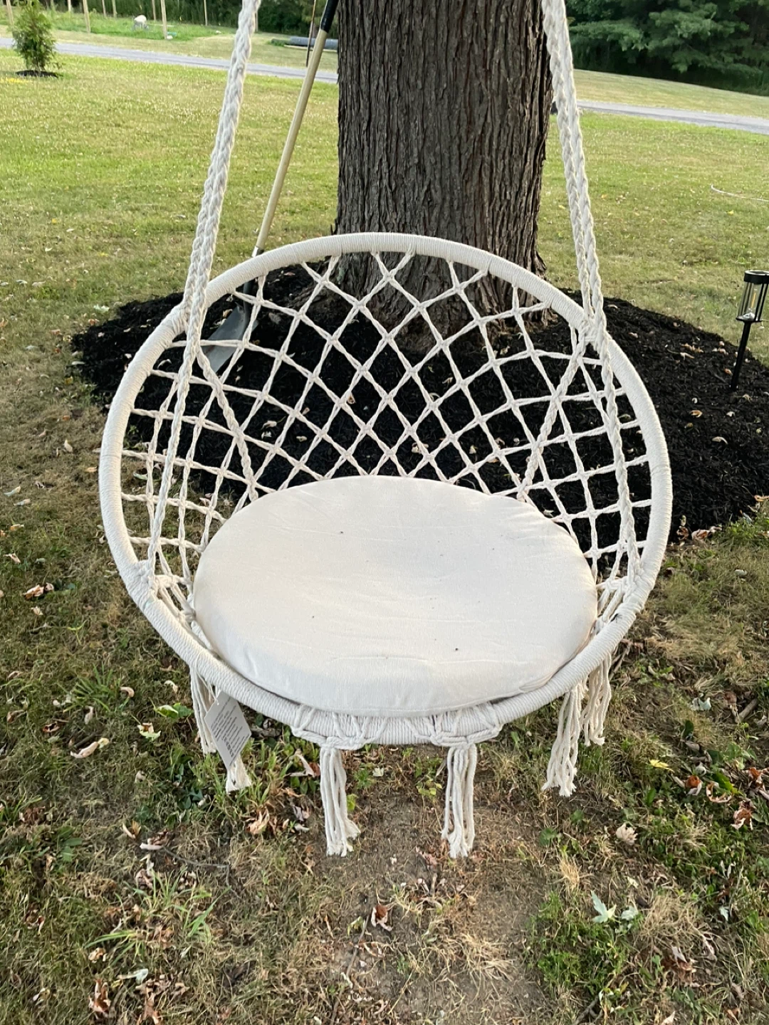 White Hanging Macrame Swing Chair