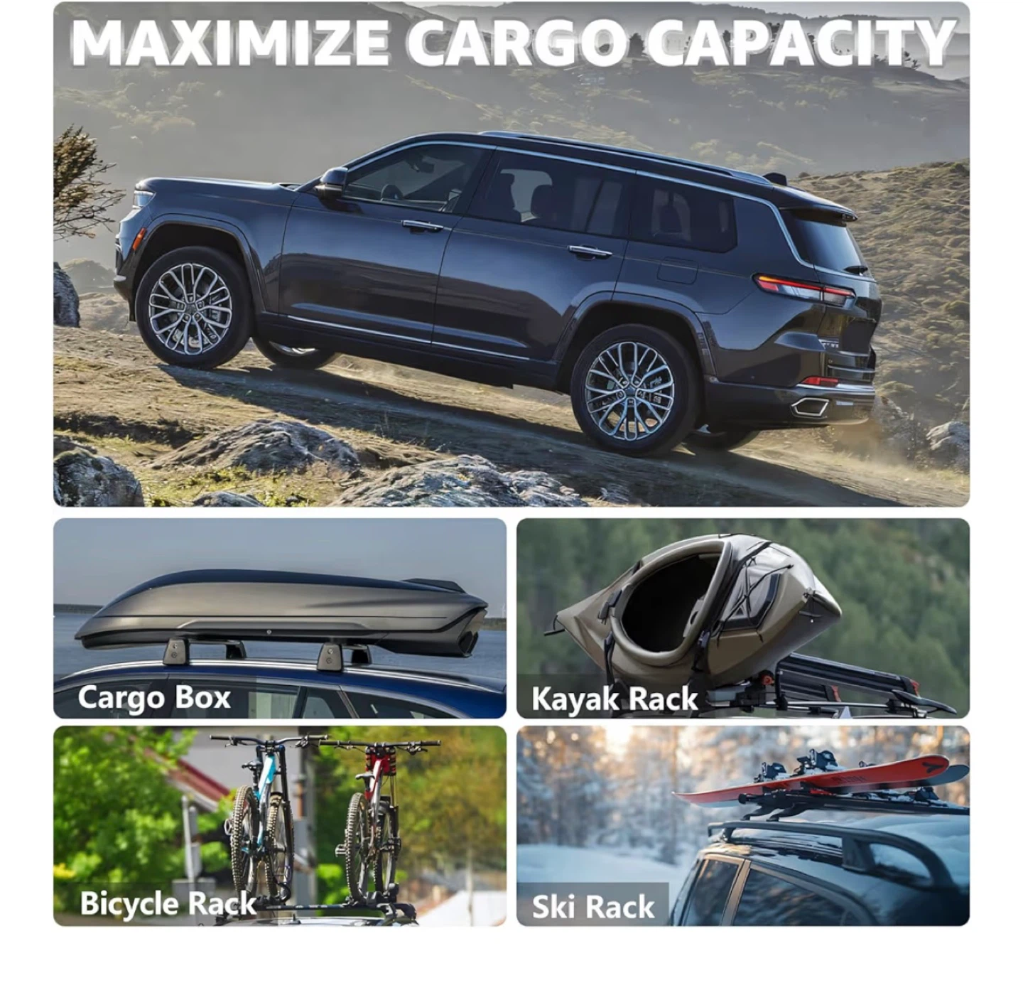 Koarigo Roof Rack Cross Bars for Jeep Grand Cherokee L 2021-2025 - photo 3