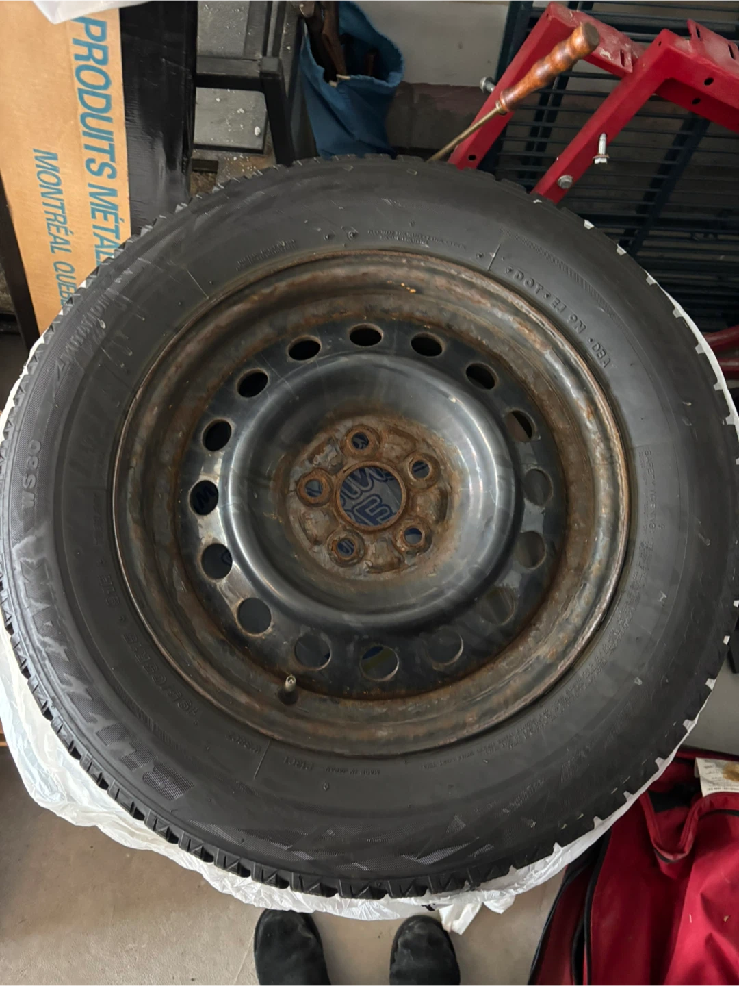 Winter tires on steel rims