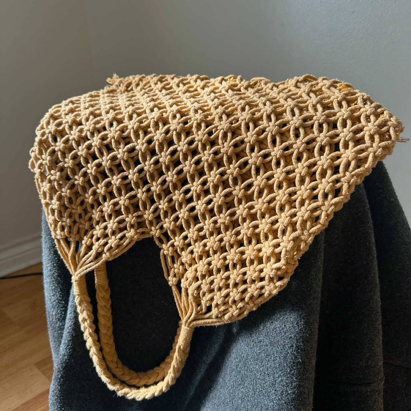 Macrame Tote Bag - Tan