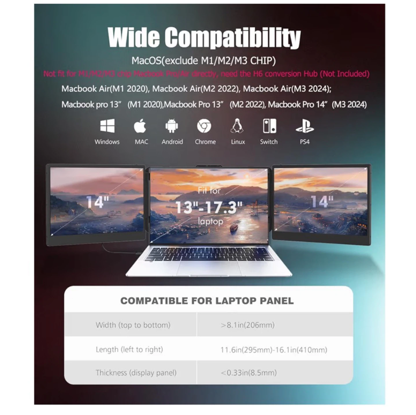 Laptop Triple Screen extender 14" - photo 5