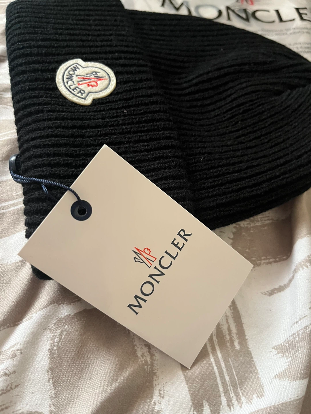 Moncler Black Ribbed Beanie Hat - photo 2