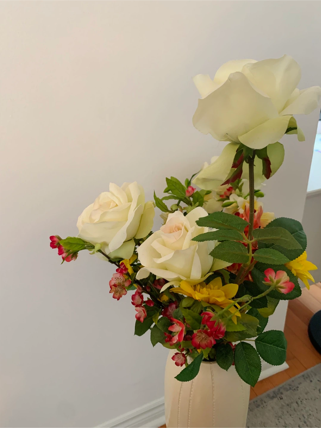 Tall Cream Faux Floral Arrangement in Vase - photo 4