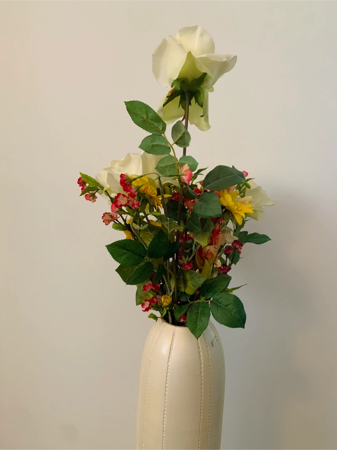 Tall Cream Faux Floral Arrangement in Vase - photo 5