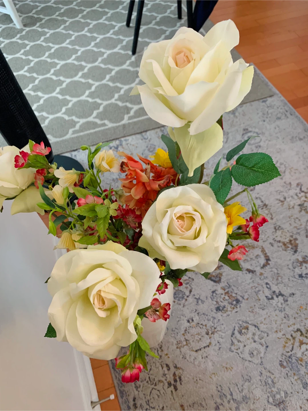 Tall Cream Faux Floral Arrangement in Vase - photo 3