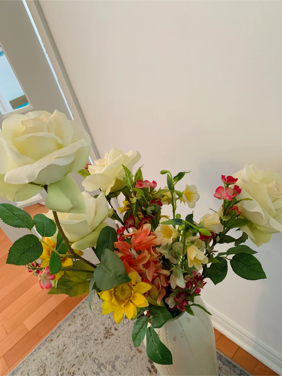 Tall Cream Faux Floral Arrangement in Vase - photo 2