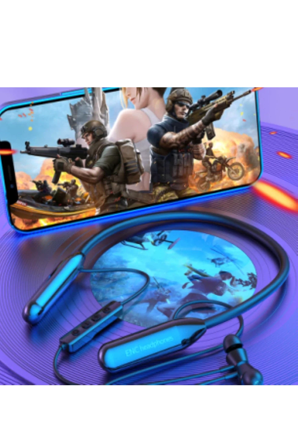 ENC Headphones Bluetooth 5.3 Neckband - photo 4