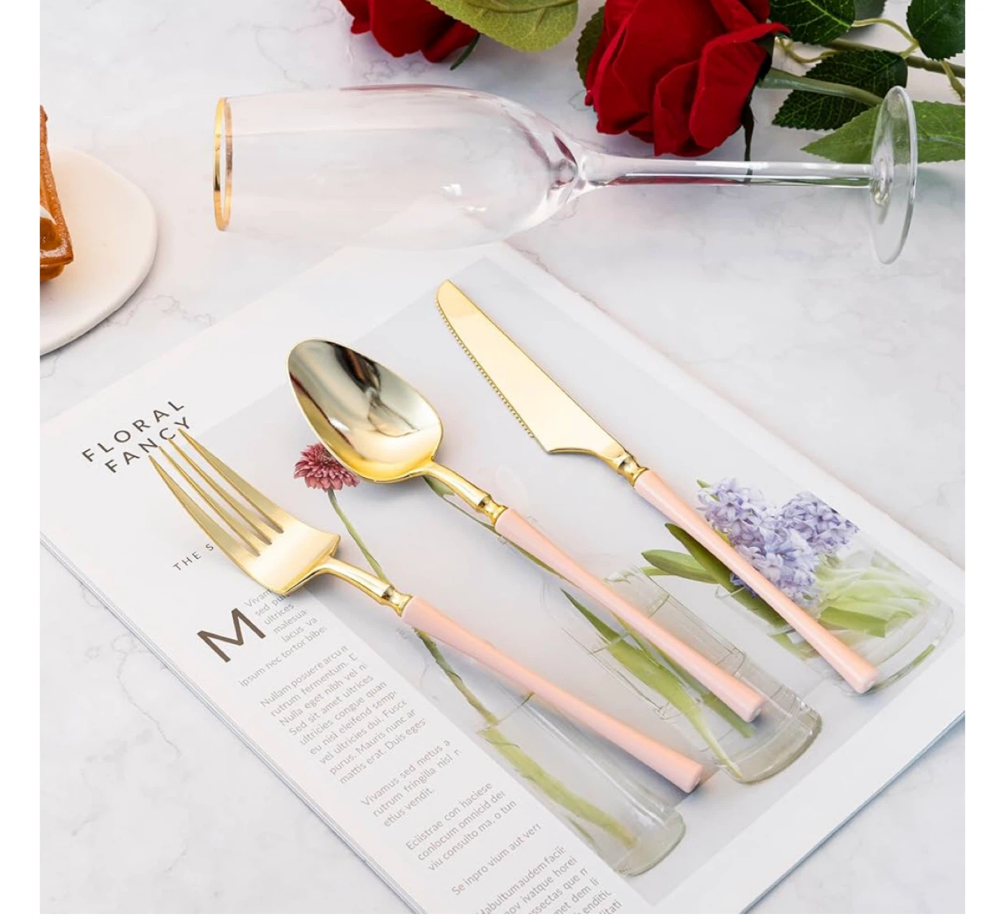 Gold and Pink Cutlery Set (24 Pieces) - photo 4