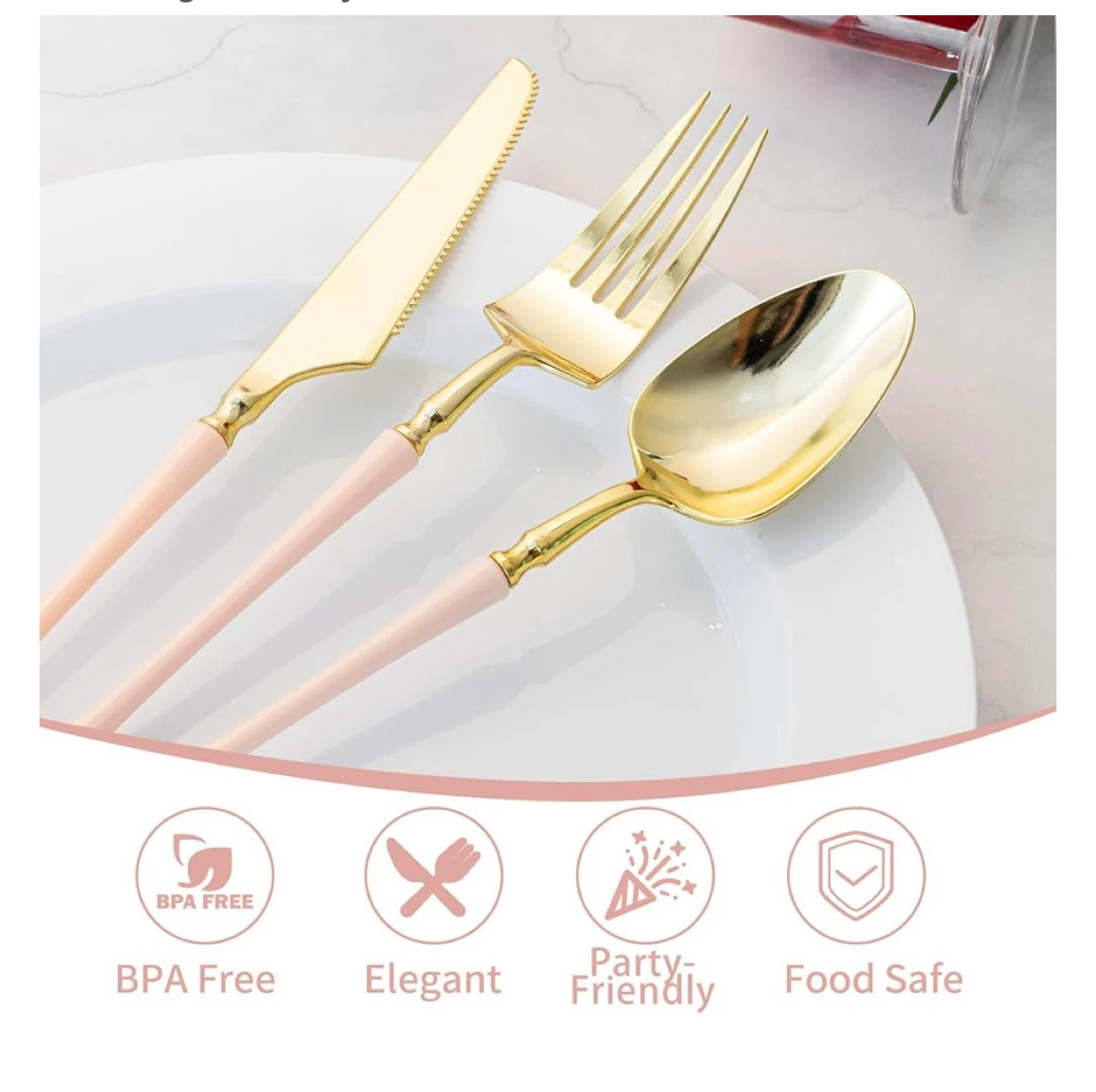 Gold and Pink Cutlery Set (24 Pieces) - photo 3